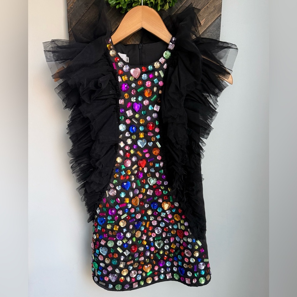 Lola + The Boys Gemstone Dress with Black Ruffles size 6. Excellent condition!